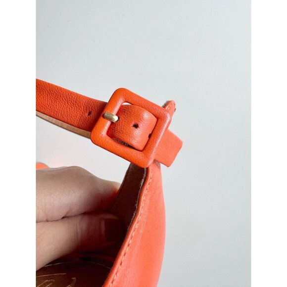 L'INTERVALLE Eos Orange Leather Open Toe Ankle Strap Block Heel Sandals, Size 7 - Picture 9 of 14